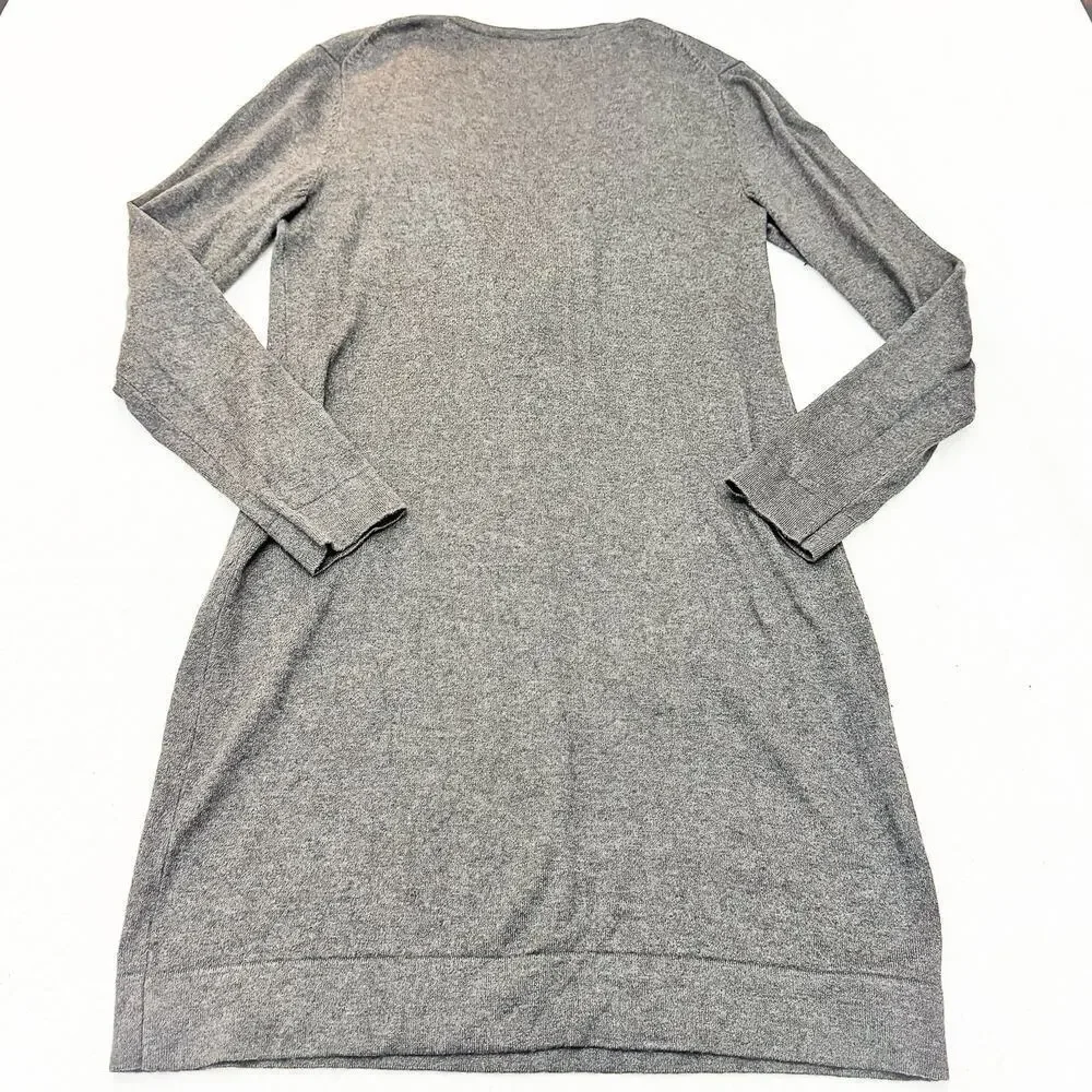 Michael Kors Deep V-Neck Zipper Adjustable Gray Knee Length Dress Size M